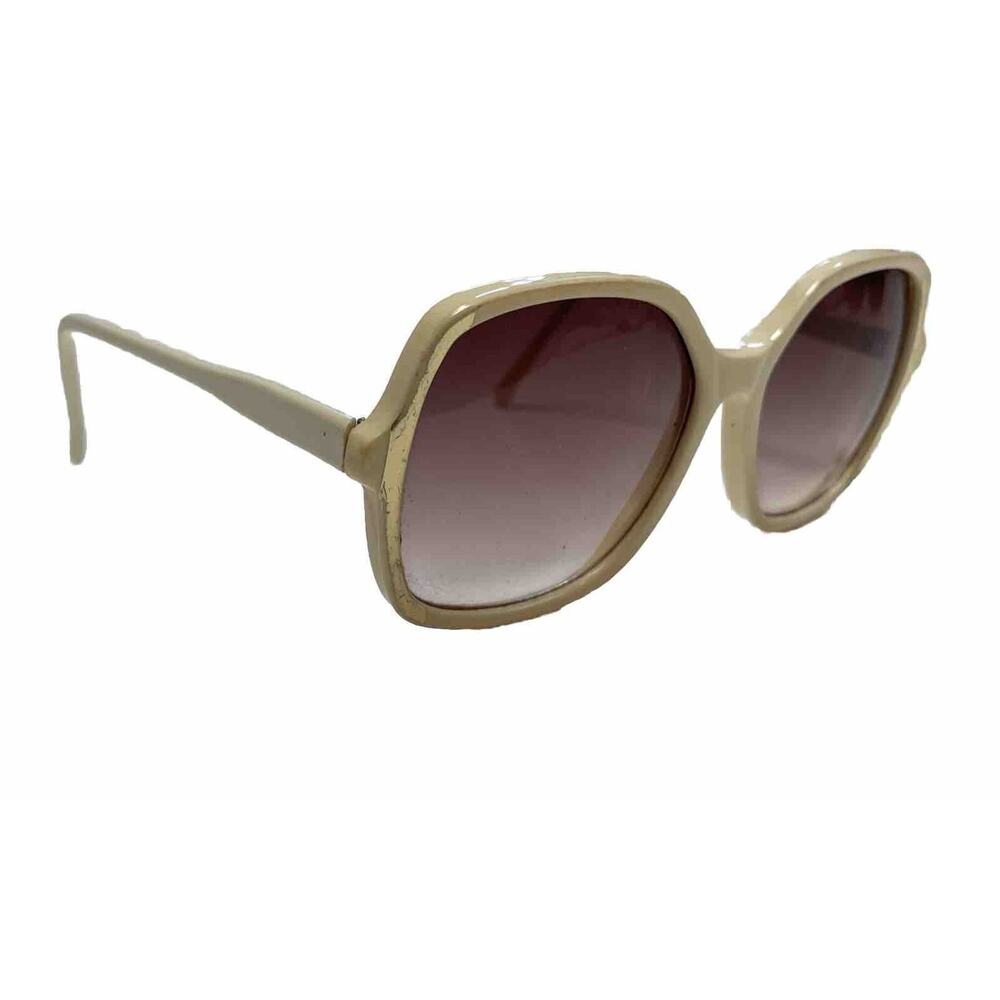Vintage Sunglasses Ivory Color Gold Detail‎ Purple Lenses